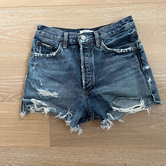 AGOLDE Dee Shorts Size 27 High Rise Distressed Denim 100% Organic Cotton - Picture 1 of 5